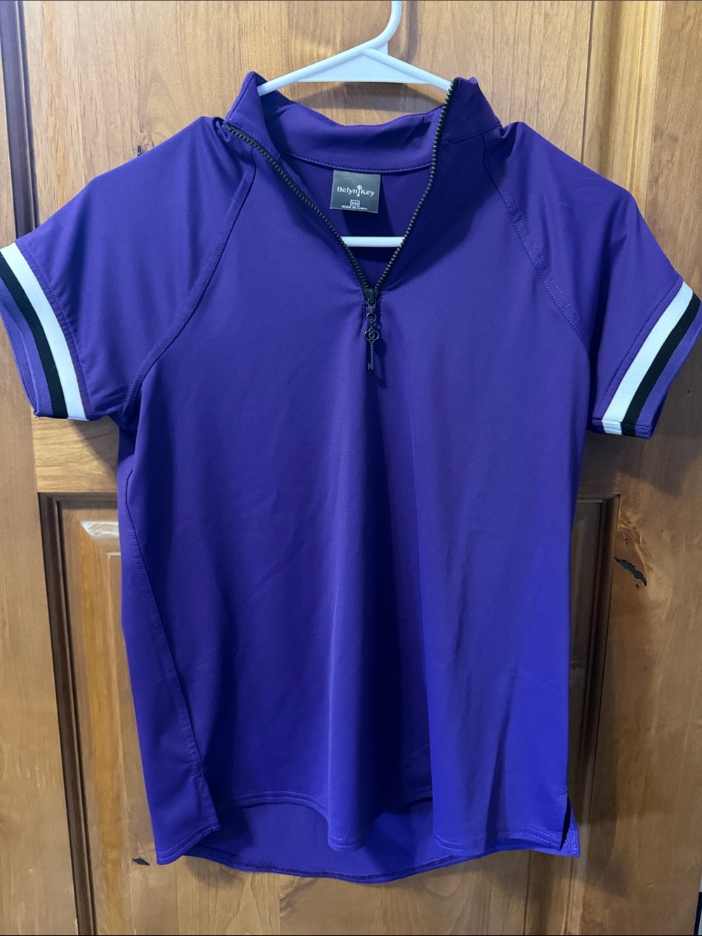 Women’s Purple Short-Sleeve Zip Top Polo Belyn Key